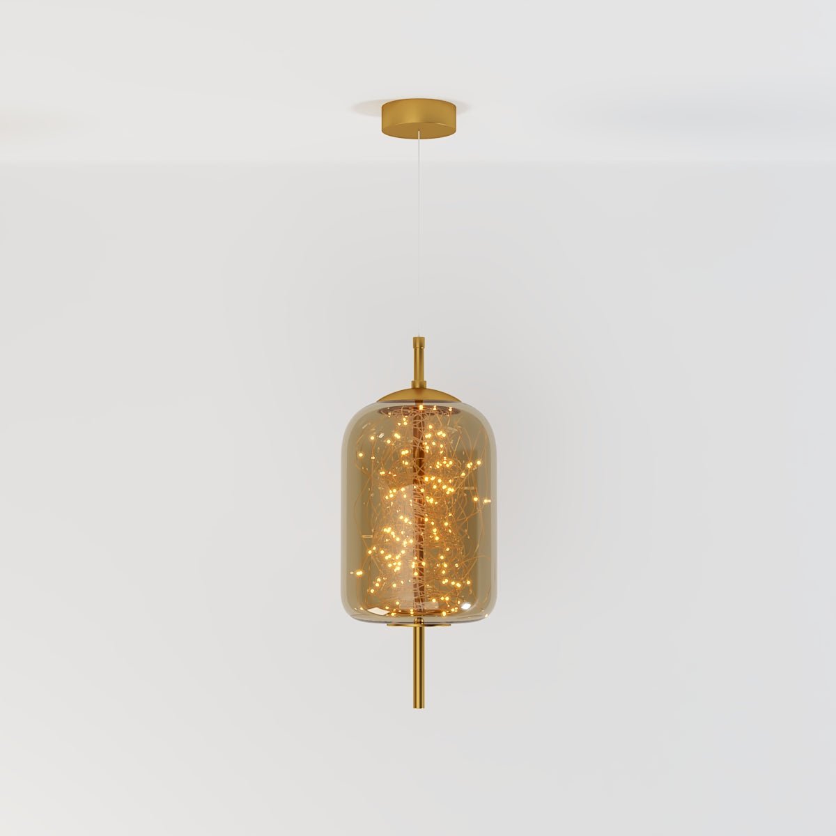 Suspension Verre Fumé LED Moderne Effet Céleste