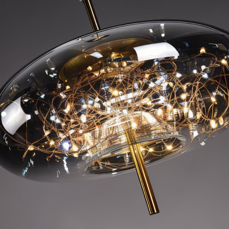 Suspension Verre Fumé LED Moderne Effet Céleste