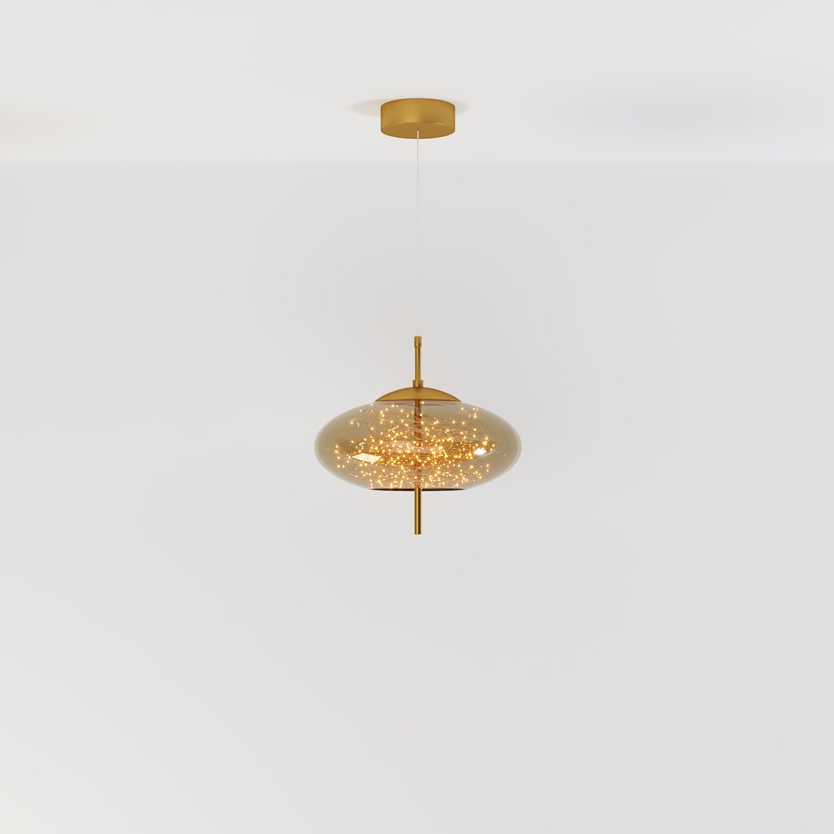 Suspension Verre Fumé LED Moderne Effet Céleste