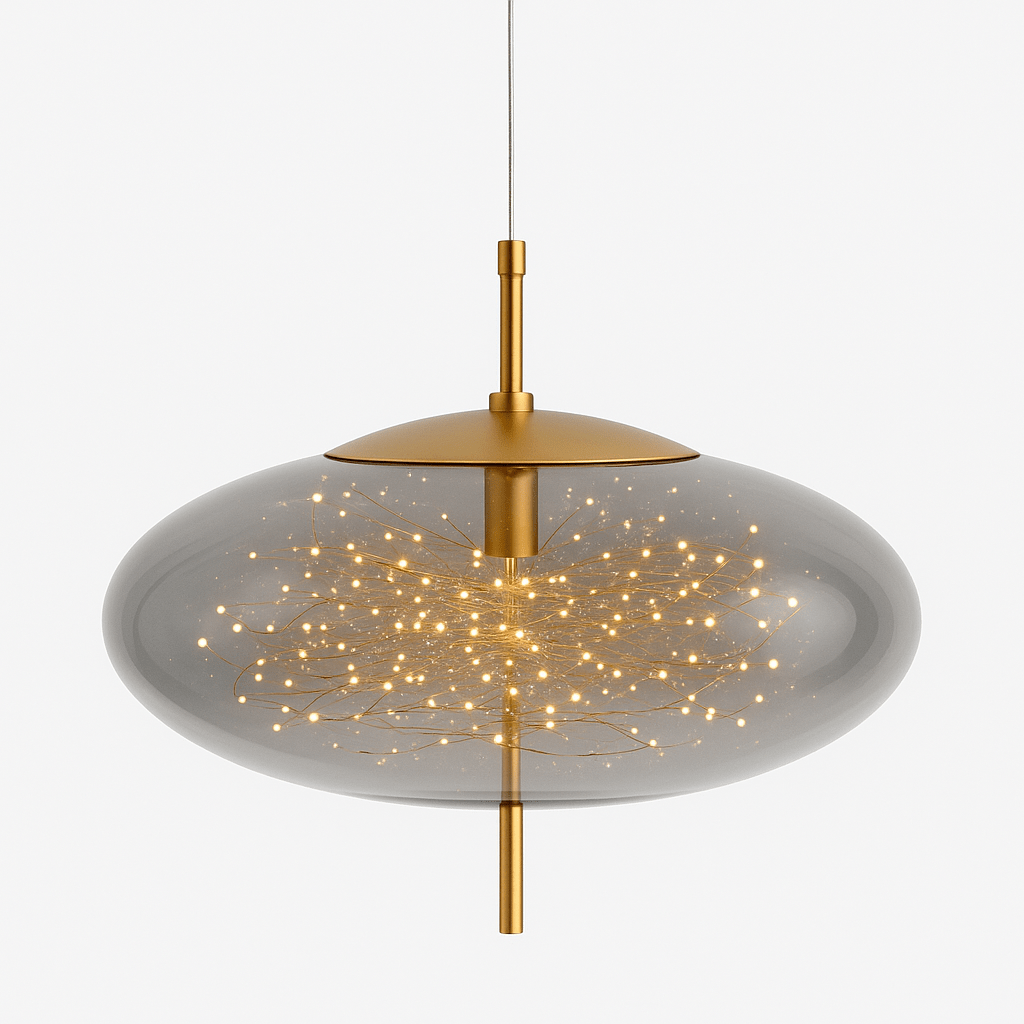 Suspension Verre Fumé LED Moderne Effet Céleste