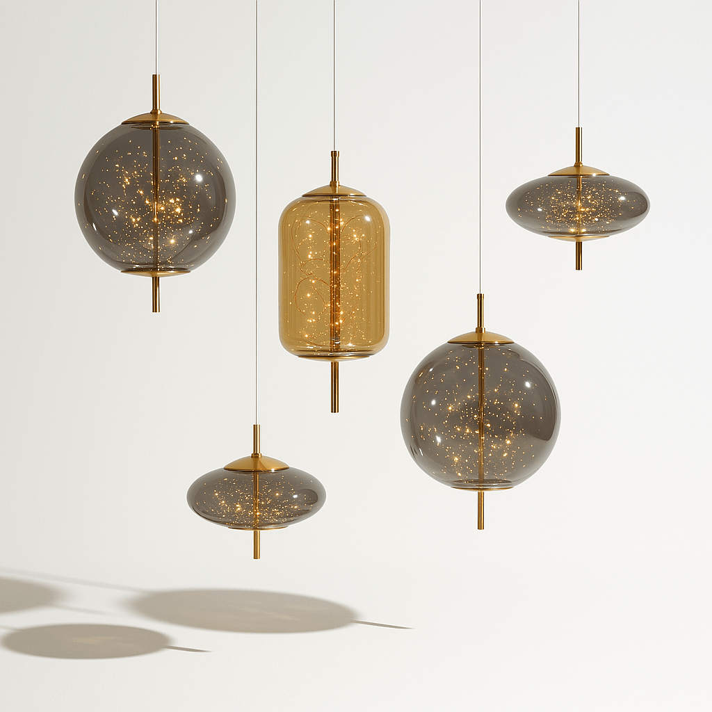 Suspension Verre Fumé LED Moderne Effet Céleste