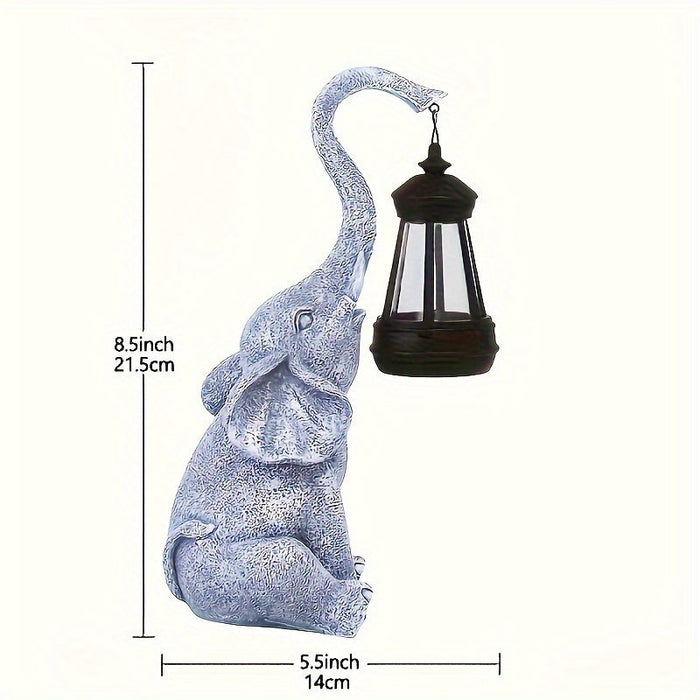 Lampe Solaire Élégante Éléphant – Statue de Jardin en Résine