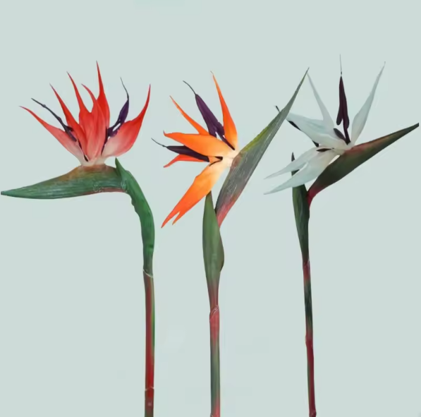 Faux Fleurs Strelitzia, Lot de 3 Tiges, Effet Tropical