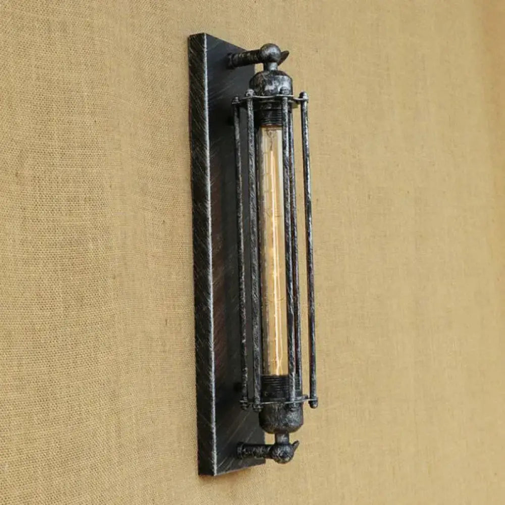 Applique Murale Rustique Noire Vintage avec Ampoule à Filament Edison