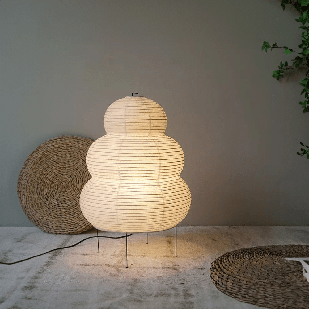 Lampe de Sol Wabi Sabi, Papier de Riz, Trépied Réglable