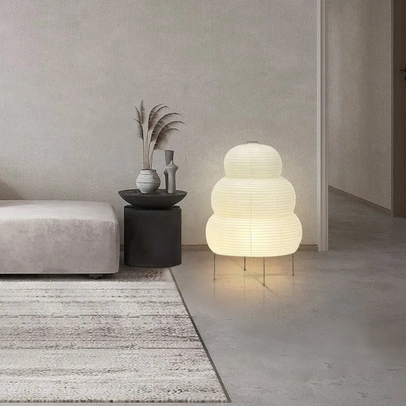 Lampe de Sol Wabi Sabi, Papier de Riz, Trépied Réglable