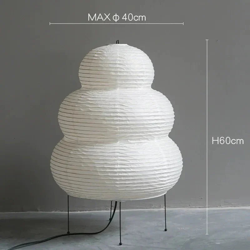 Lampe de Sol Wabi Sabi, Papier de Riz, Trépied Réglable