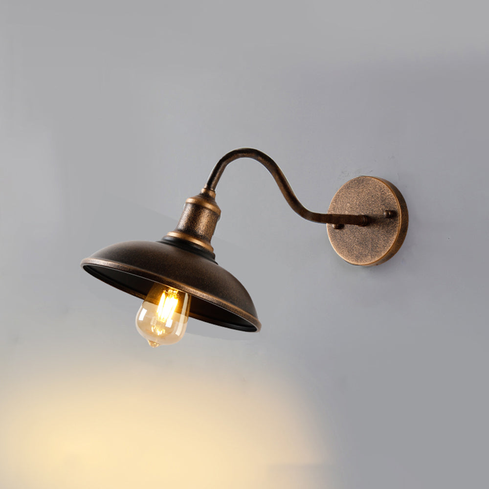 Alessio Lampe Murale Extérieure Rustique en Forme de Bol en Laiton Antique IP65 Étanche