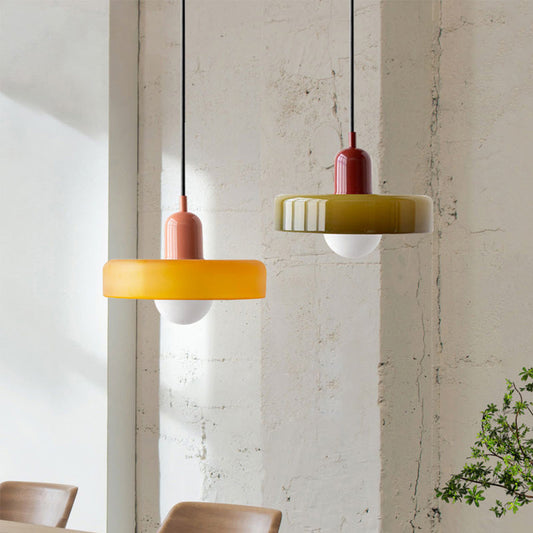 Suspension Verre Coloré, Style Bauhaus, 18–35 cm