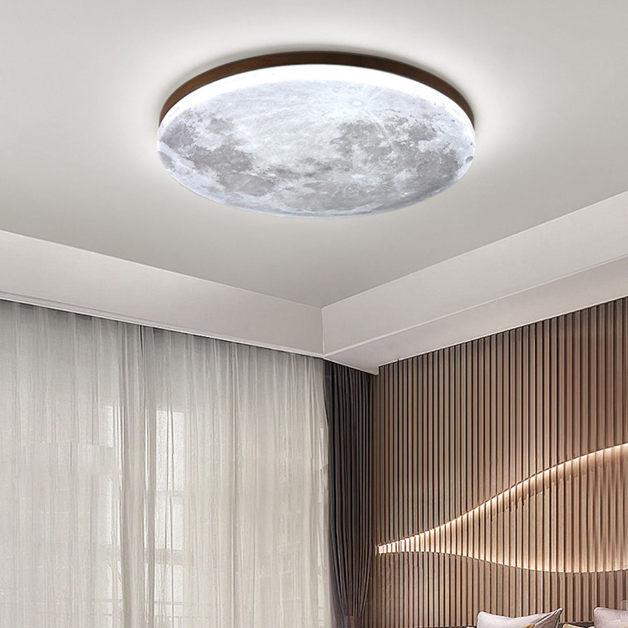 Plafonnier LED Rond Nordic Minimaliste | Lampe en Acrylique Forme Lune, Monture Encastrée
