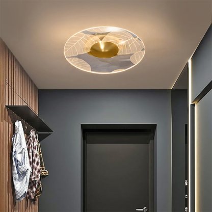 Plafonnier LED Moderne Rond, Acrylique Doré, 10W