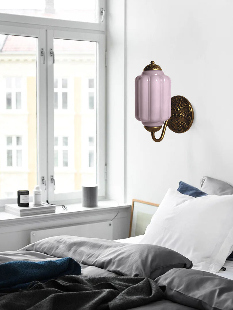 Applique Murale Vintage Verre Opalin Laiton Forgé