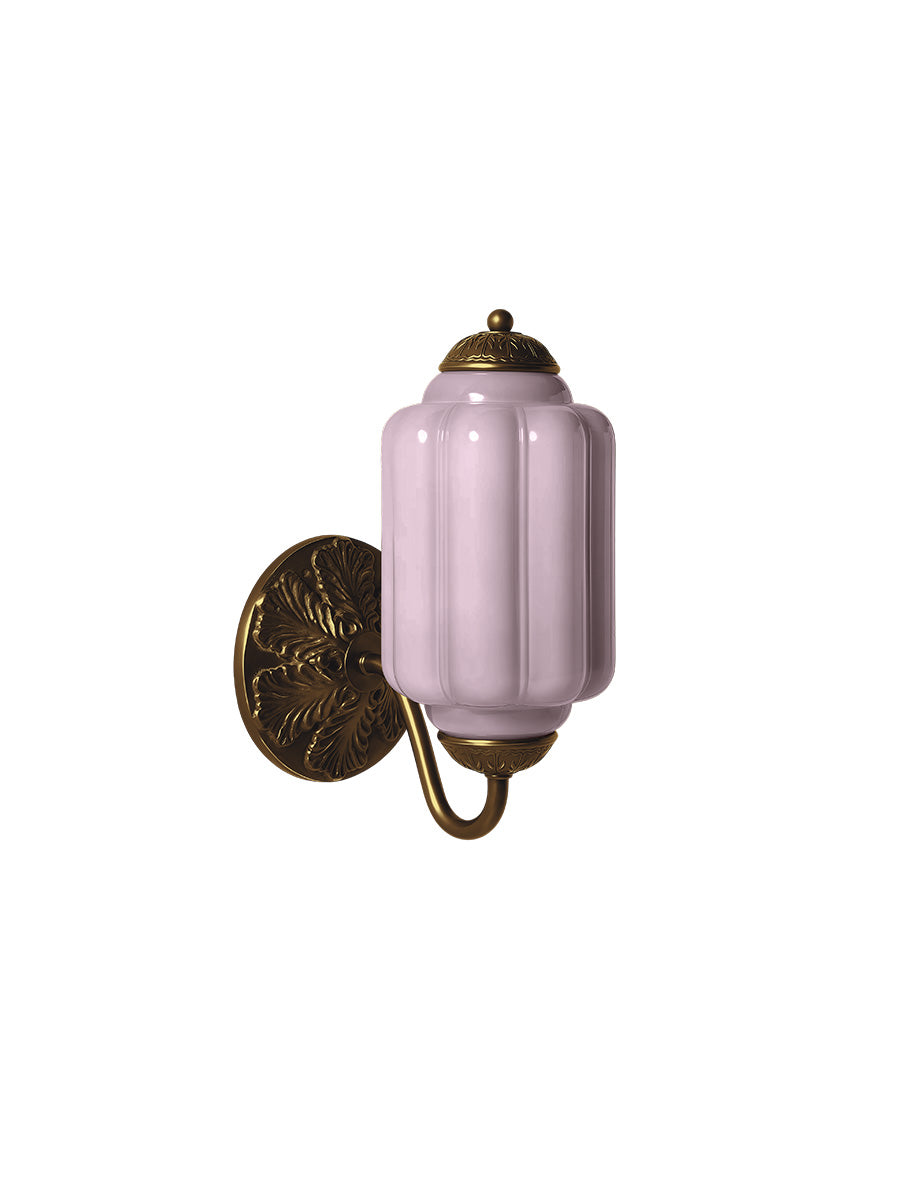 Applique Murale Vintage Verre Opalin Laiton Forgé