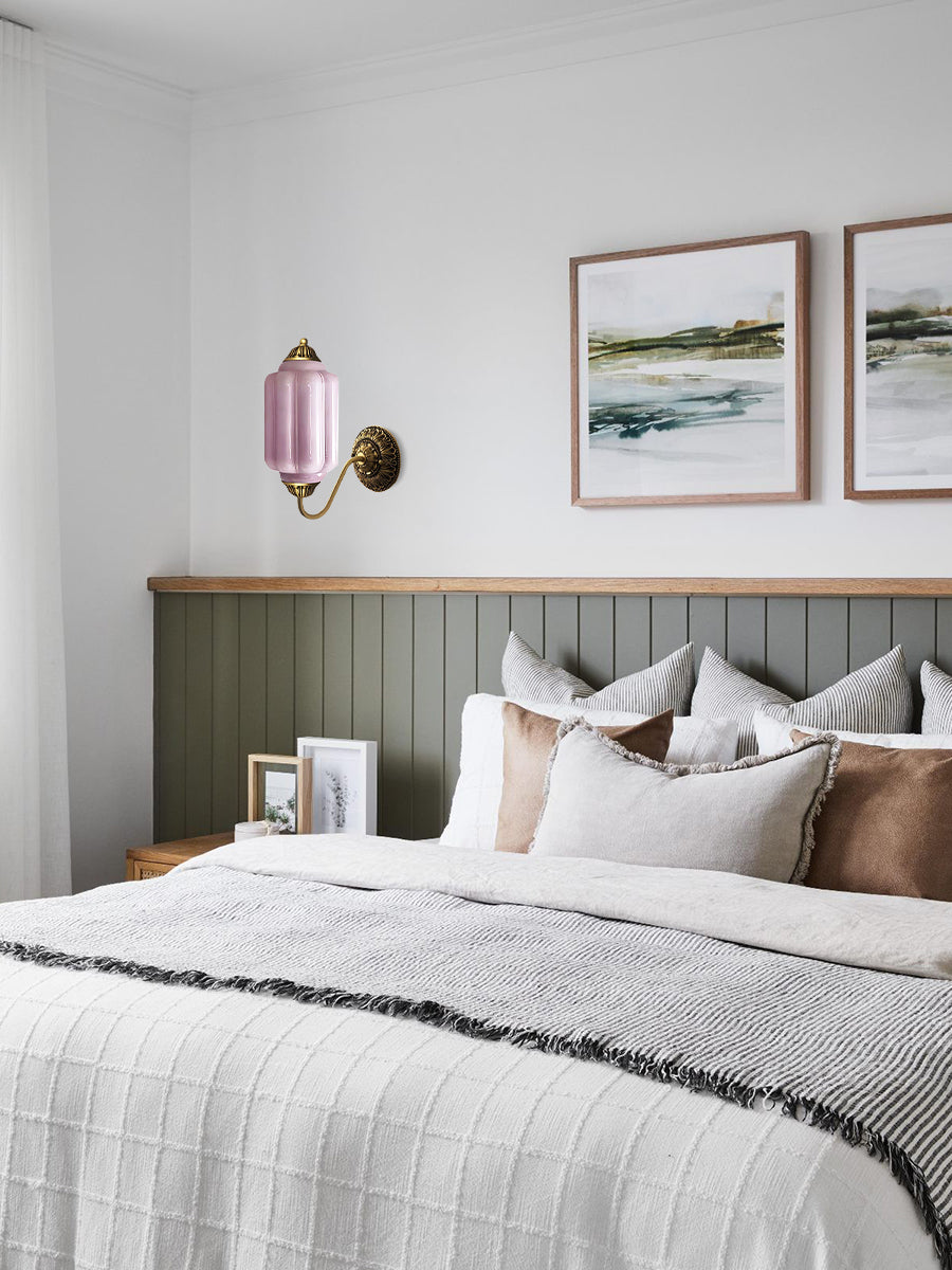 Applique Murale Vintage Verre Opalin Laiton Forgé