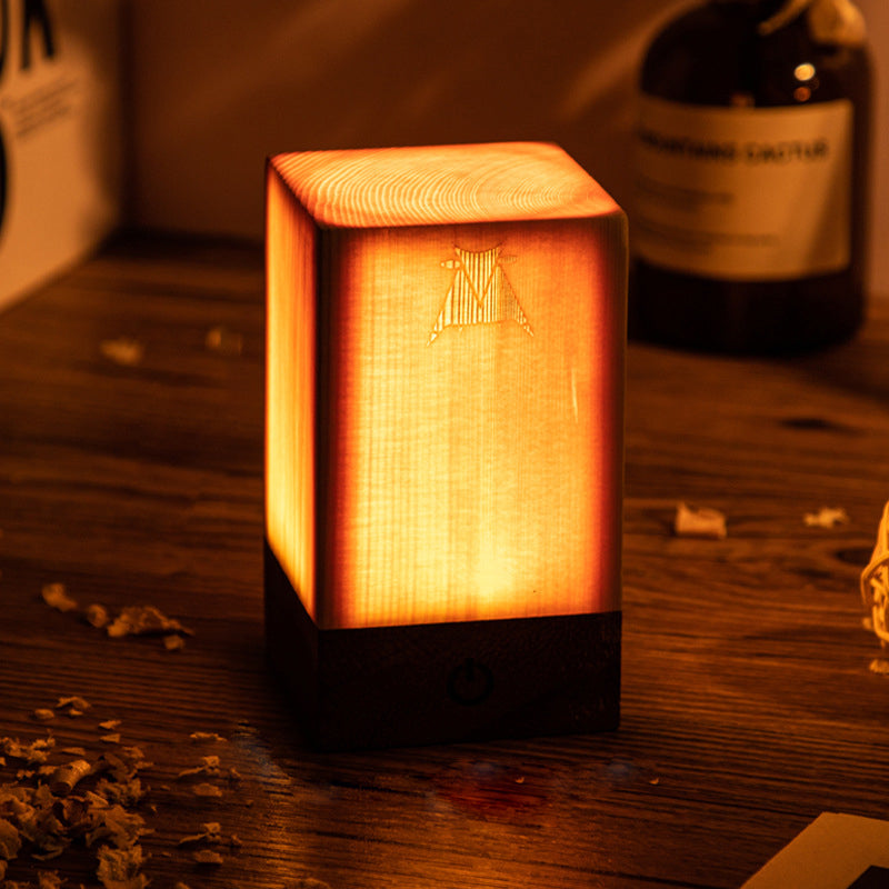 Lampe de Table Tactile LED Sans Fil en Bois Rechargeable