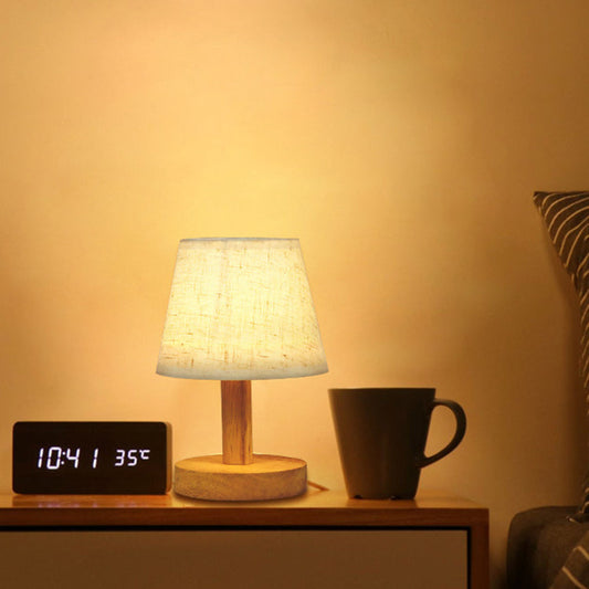 Lampe LED en Bois Tissu Scandinave – 3W Douce Lumière