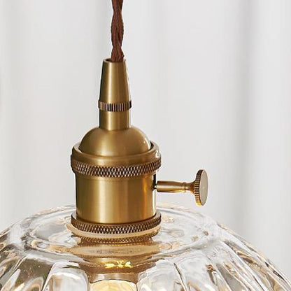 Suspension Fleur Verre Ondulé, Doré, Hauteur Réglable