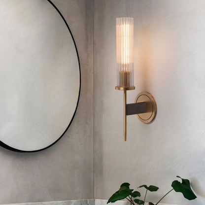 Cylinder – Applique Murale Nordique en Laiton avec Verre Strié
