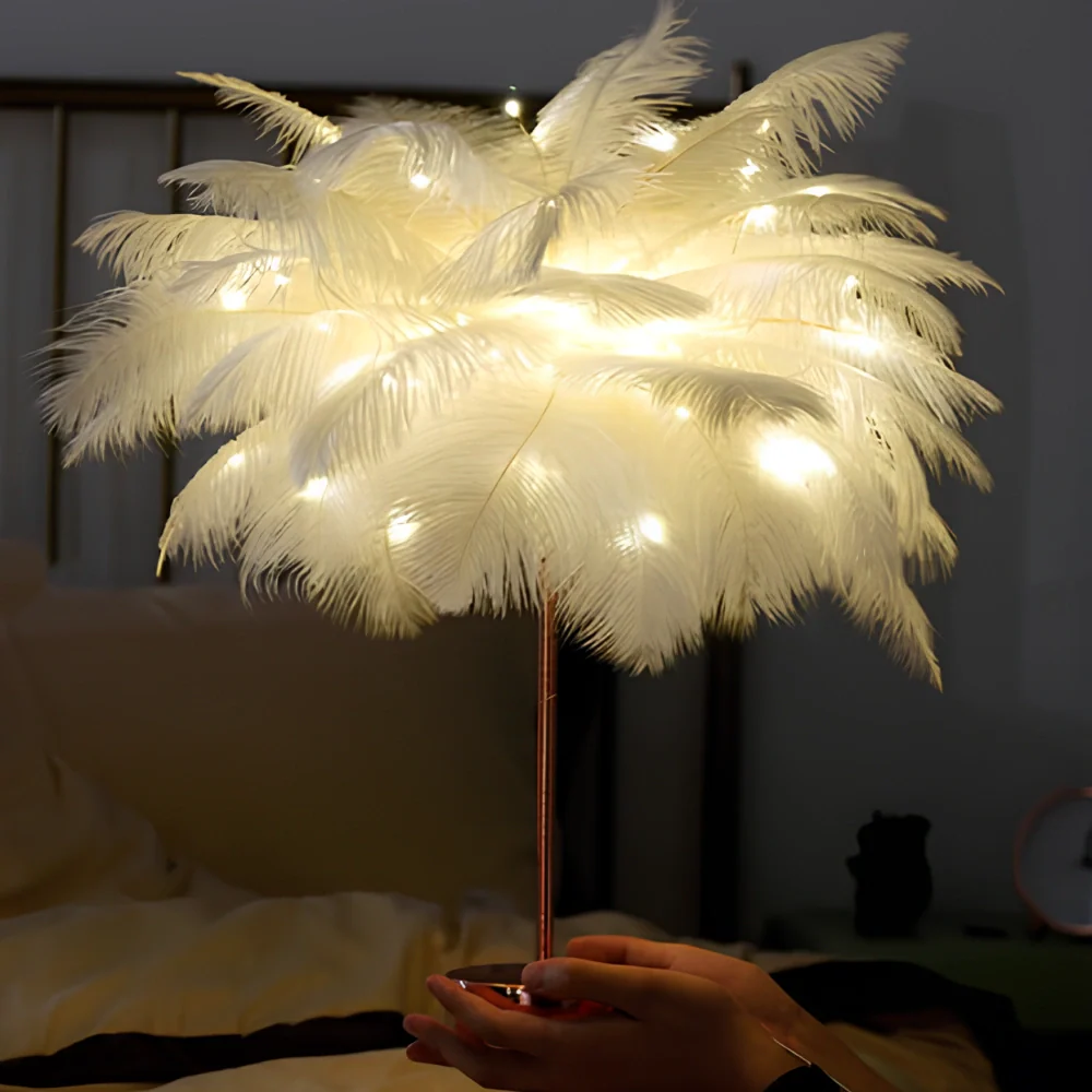 Lampe Arbre à Plumes LED avec Télécommande