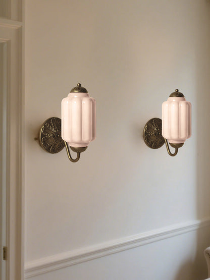 Applique Murale Vintage Verre Opalin Laiton Forgé