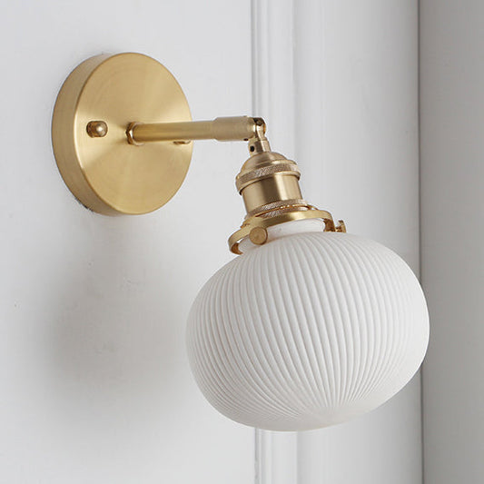 Applique Murale Porcelaine Blanche & Douille Laiton