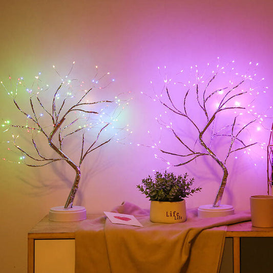 Lampe de Table LED avec Câble en Fil de Cuivre | 108 Lumières, Interrupteur Tactile et Chargement USB