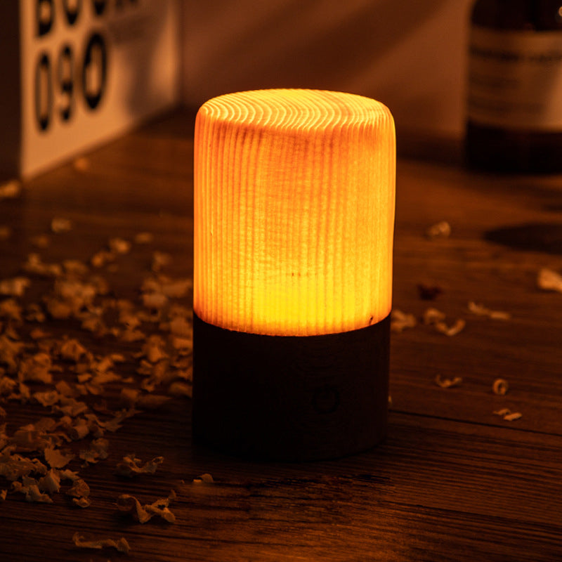 Lampe de Table Tactile LED Sans Fil en Bois Rechargeable