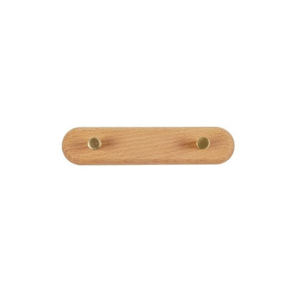 Porte-Manteau Mural Scandinave en Bois Naturel et Laiton