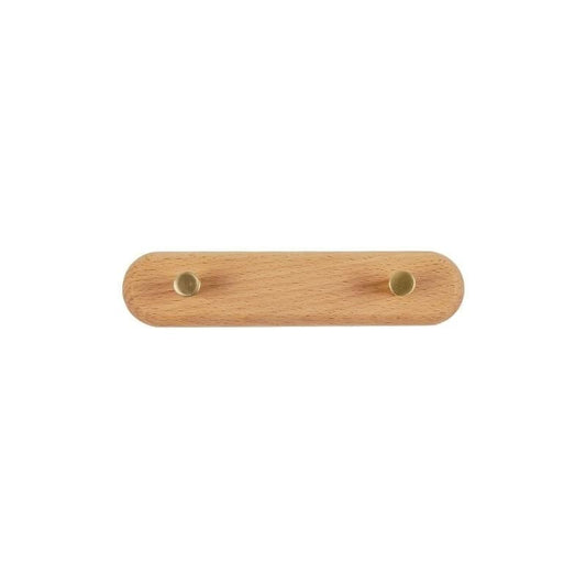 Porte-Manteau Mural Scandinave en Bois Naturel et Laiton