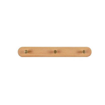 Porte-Manteau Mural Scandinave en Bois Naturel et Laiton