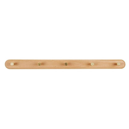 Porte-Manteau Mural Scandinave en Bois Naturel et Laiton