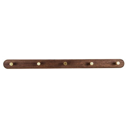 Porte-Manteau Mural Scandinave en Bois Naturel et Laiton