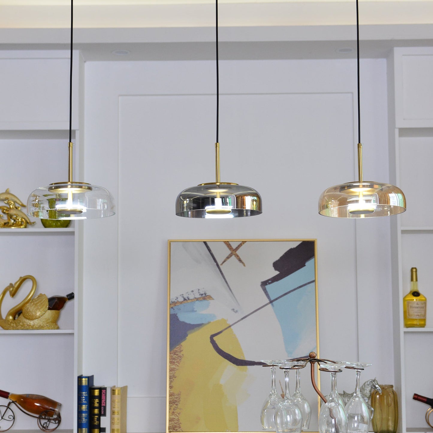 Suspension Luminaire CROP – Éclat rétro et verre coloré pour une touche artistique