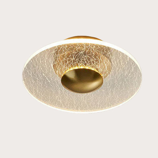 Plafonnier LED Moderne Rond, Acrylique Doré, 10W