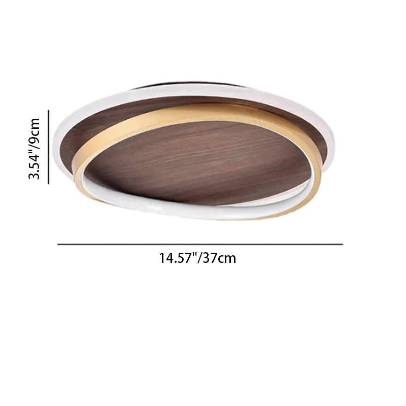 Plafonnier LED Rond Minimaliste | Finition Grain de Noyer au Design Nordique