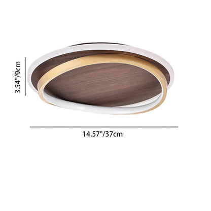 Plafonnier LED Rond Minimaliste | Finition Grain de Noyer au Design Nordique