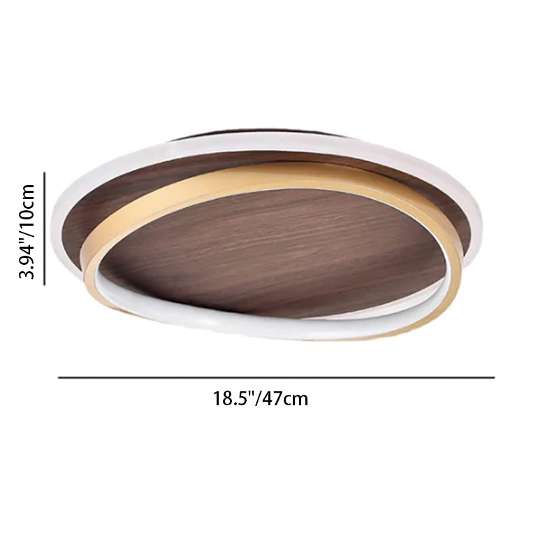 Plafonnier LED Rond Minimaliste | Finition Grain de Noyer au Design Nordique