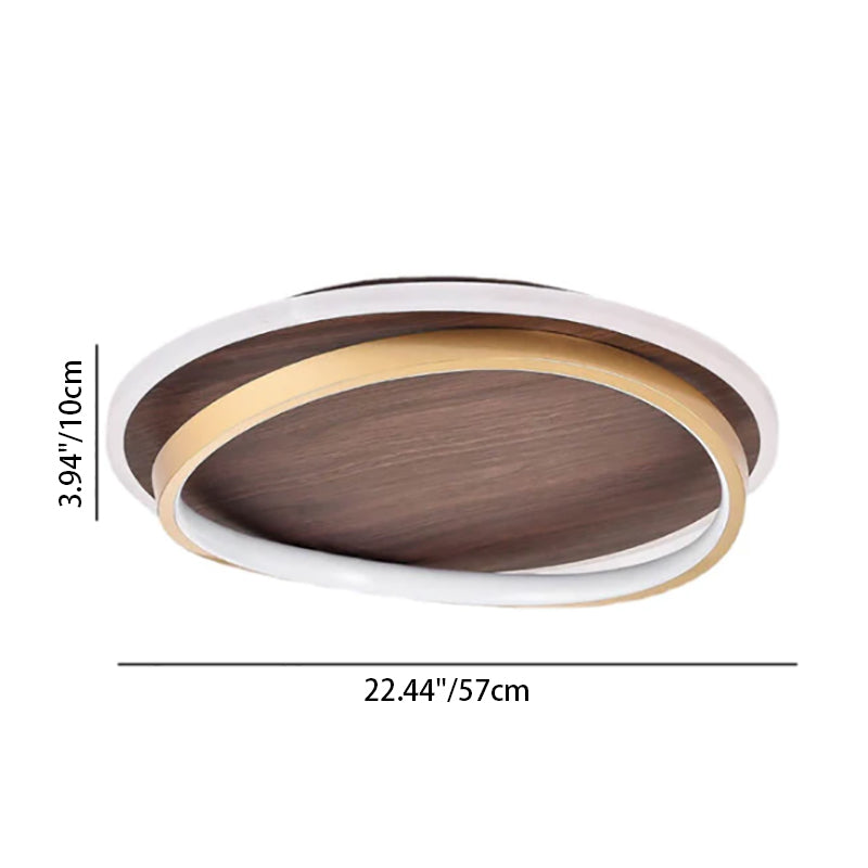 Plafonnier LED Rond Minimaliste | Finition Grain de Noyer au Design Nordique