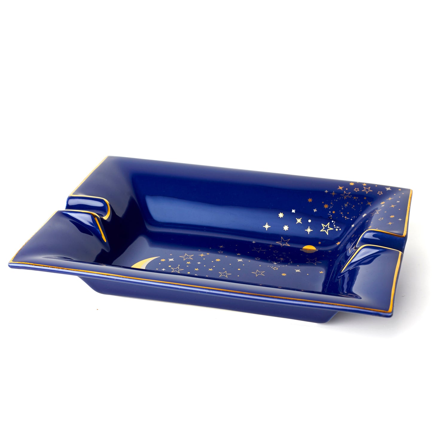 Vide-Poche Porcelaine Luna, Cendrier Doré 22 Carats
