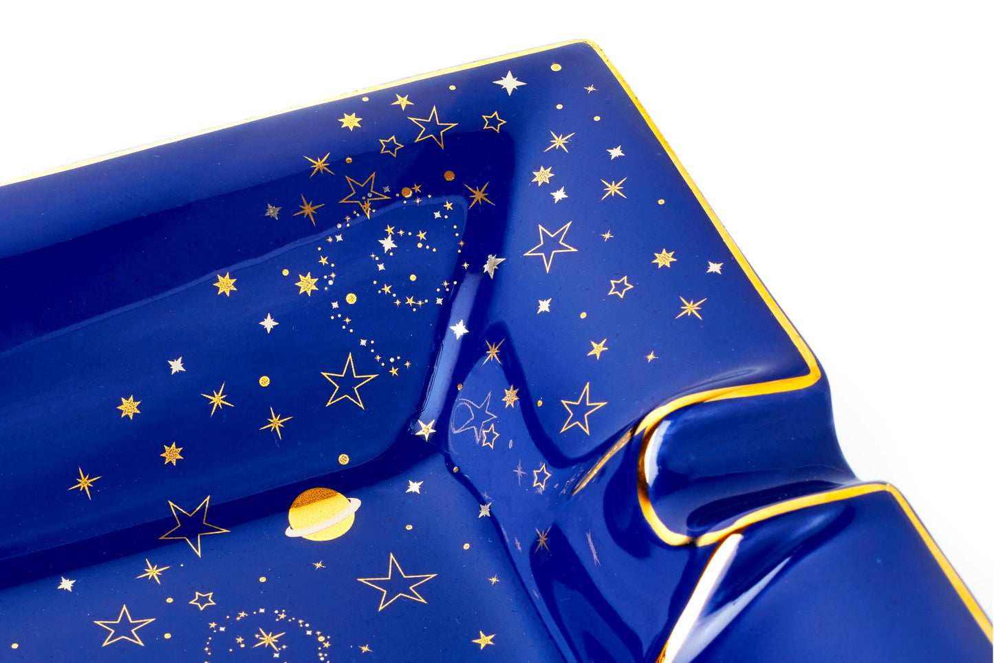 Vide-Poche Porcelaine Luna, Cendrier Doré 22 Carats