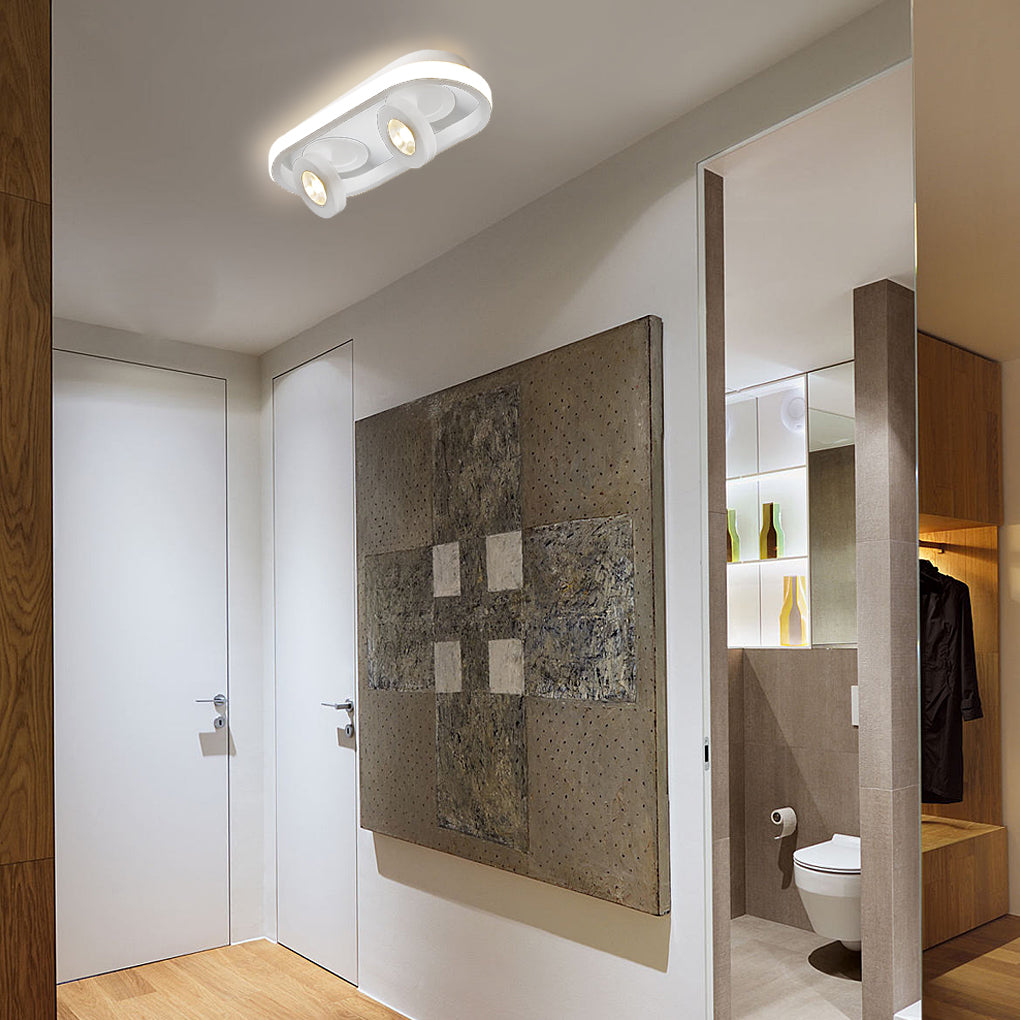 Plafonnier LED rectangulaire arrondi – Éclairage Moderne et Ajustable pour Couloirs, Séjours et Salles de Bain