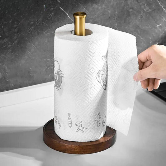 Porte-Essuie-Tout Bois Noyer & Inox – Design Moderne