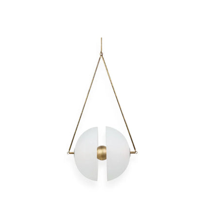 Suspension Design Verre Dépoli et Laiton Doré