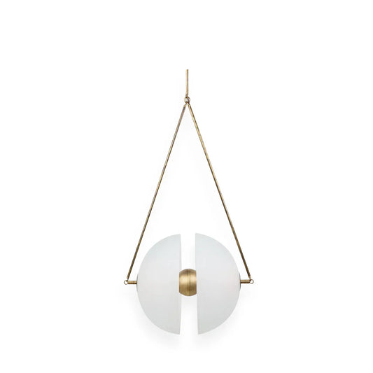 Suspension Design Verre Dépoli et Laiton Doré
