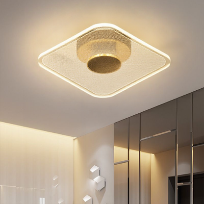 Plafonnier LED Moderne Rond, Acrylique Doré, 10W