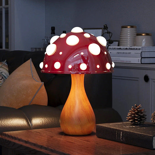 Lampe Champignon Vintage – Éclairage Décoratif Fantaisie en Métal et Bois