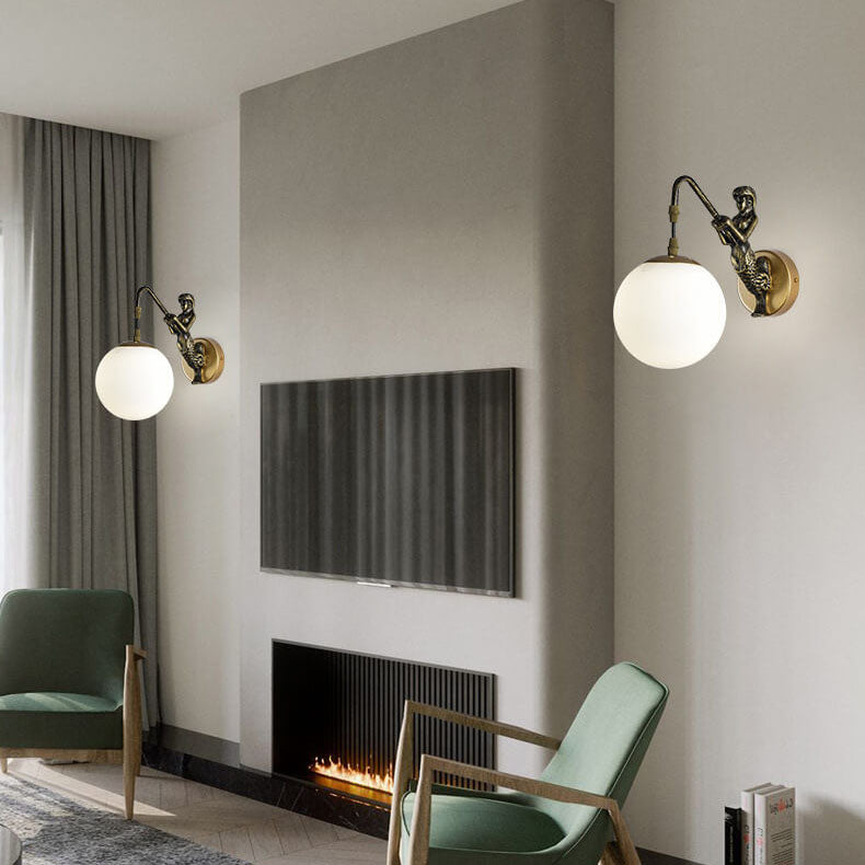 Applique Murale Sirène Vintage Rustique – 1 Lumière avec Finition Artistique