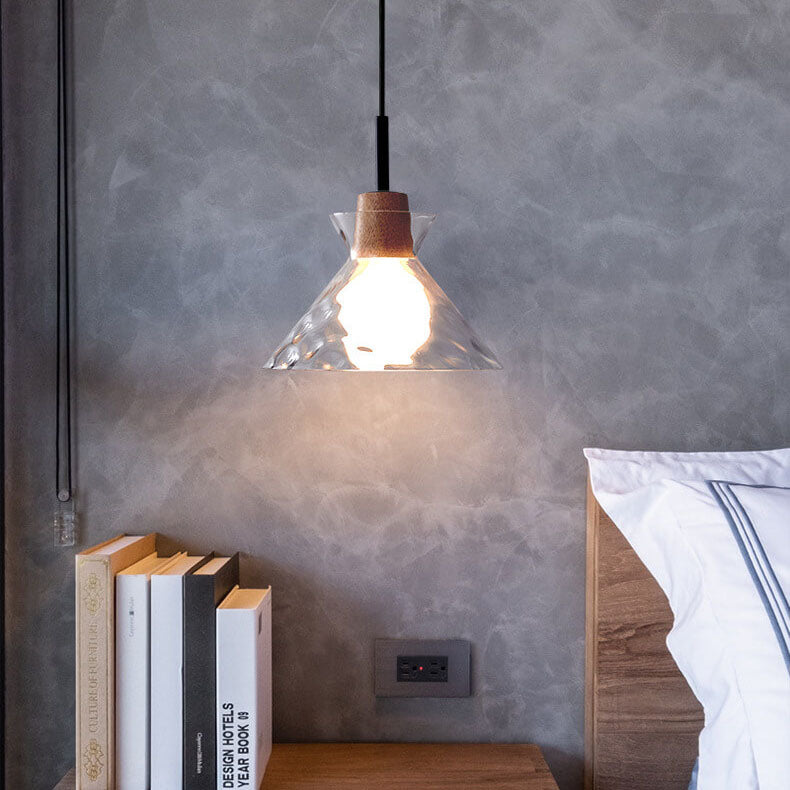 Suspension en Verre Ondulé Transparent Style Nordique – 1 Lumière