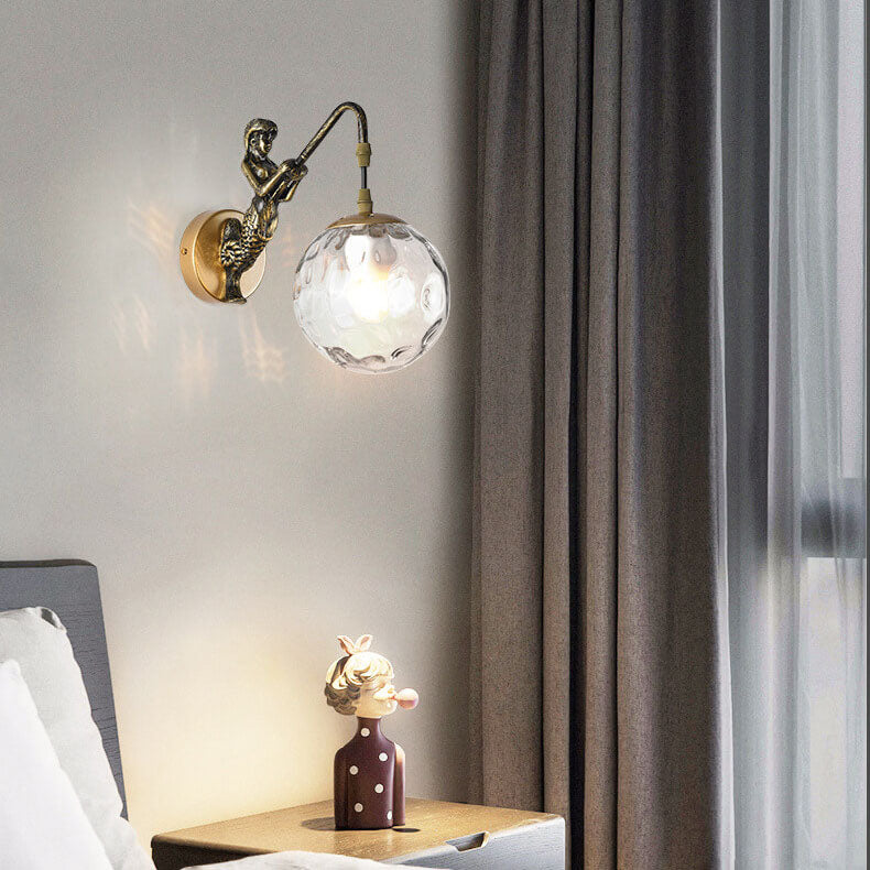 Applique Murale Sirène Vintage Rustique – 1 Lumière avec Finition Artistique