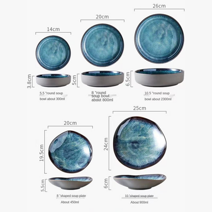 Ensemble de Vaisselle 11 Pièces Ocean Breeze – Élégance Côtière au Quotidien